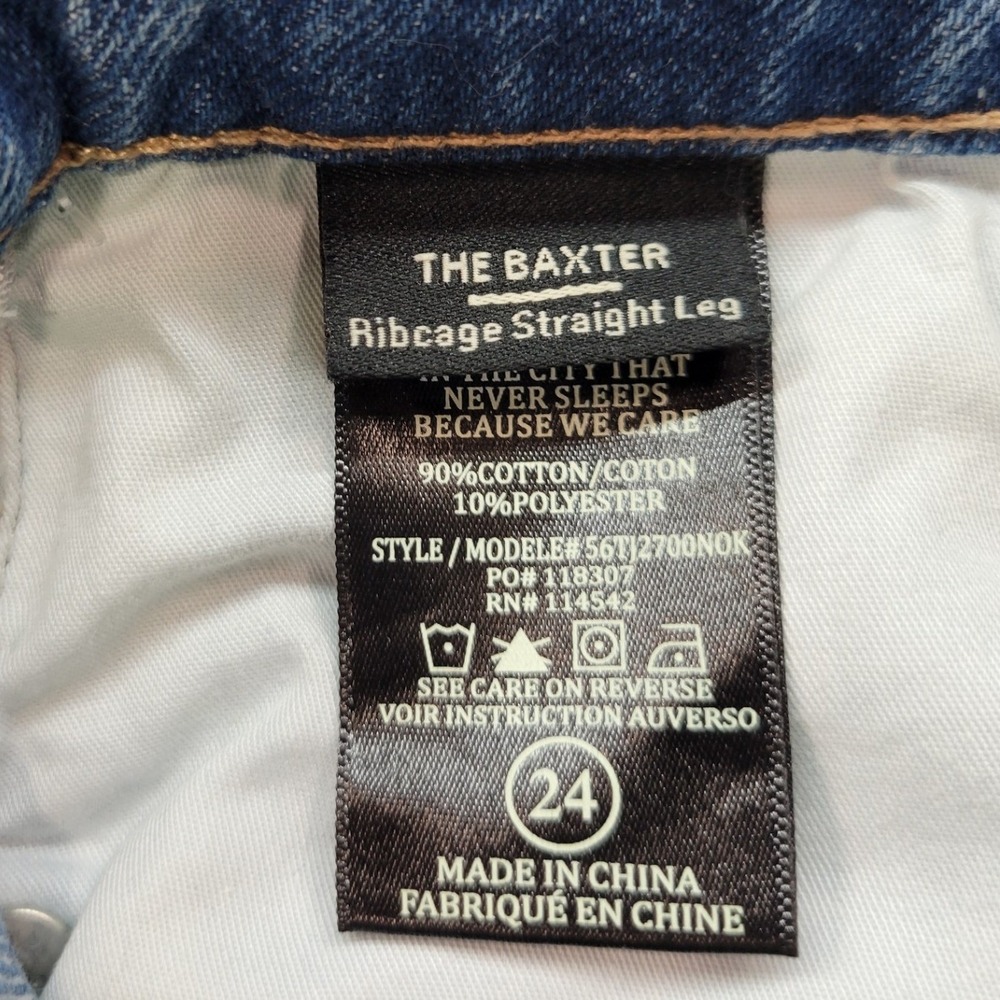 Blank NYC The Baxter Ribcage Straight Leg Jeans Embroidered Distressed Blue 24 - Picture 7 of 15